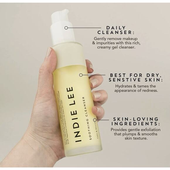 NEW INDIE LEE Soothing Cleanser PHA Exfoliate Hydrate Plump Dry Skin Full Size - Picture 3 of 9